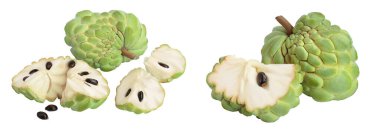 Sugar apple or custard apple isolated on white background with full depth of field. Exotic tropical Thai annona or cherimoya fruit. clipart