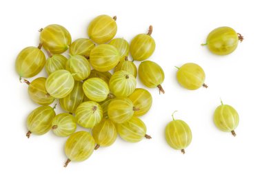 Beyaz arka planda yeşil bektaşi üzümü izole edilmiş. Üst Manzara. Düz yatıyordu