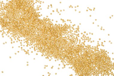 Beyaz zemin üzerinde izole Amaranth tahıl tohumları. Üst Manzara. Düz yatıyordu.