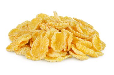 Beyaz arkaplanda izole mısır gevrekleri