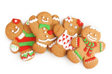 Beyaz arka planda izole edilmiş Noel kurabiyesi.