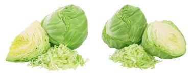 Yeşil lahana, beyaz arka planda tam derinlikte izole edilmiş.