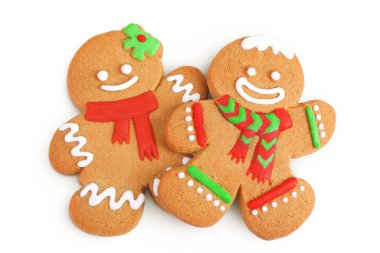 Beyaz arka planda izole edilmiş Noel kurabiyesi.