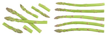 fresh asparagus isolated on white background. Top view. Flat lay clipart