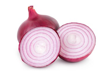 Beyaz zemin üzerinde kırmızı soğan izole.
