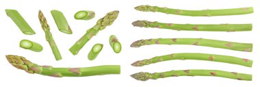 fresh asparagus isolated on white background. Top view. Flat lay clipart