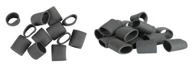 Beyaz arka planda mürekkep balığı mürekkebi olan siyah makarna. Üst Manzara. Düz yatıyordu