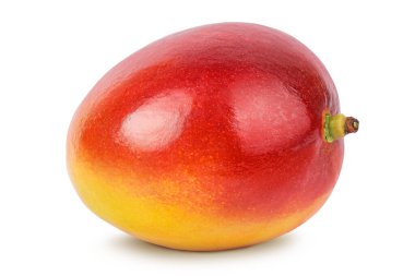 Olgun mango beyaz arkaplanda tam derinlikte izole edilmiş..