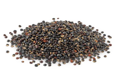 black quinoa seeds isolated on white background.