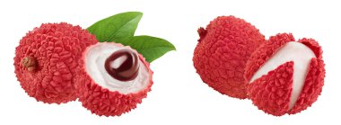 Liçi meyvesi beyaz arkaplanda tam derinlikte izole edilmiş..