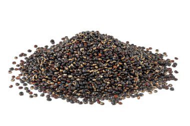 black quinoa seeds isolated on white background.