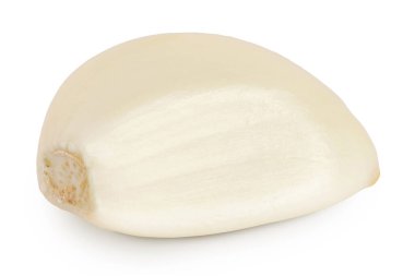 Beyaz arka planda izole edilmiş sarımsak karanfilleri. Üst Manzara. Düz yatıyordu