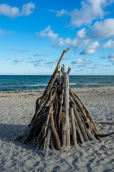 Ξύλο Στη Φυσική Παραλία — Φωτογραφία Αρχείου