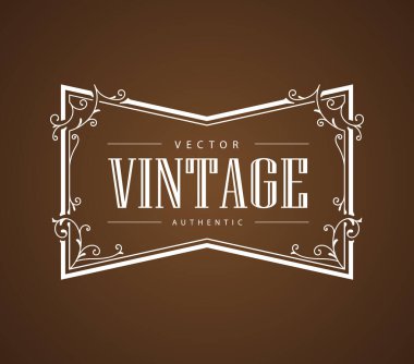 Eski etiket çerçeve oyması sınır batı retro vektör çizimi