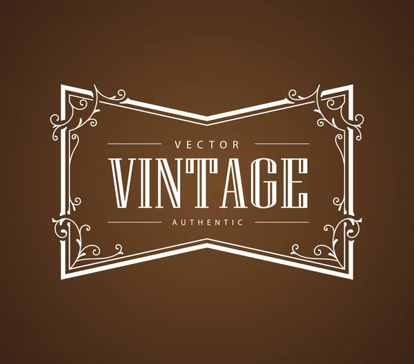 Vintage Label Antique Frame Engraving Border Western Retro Vector Illustration — Stock Vector