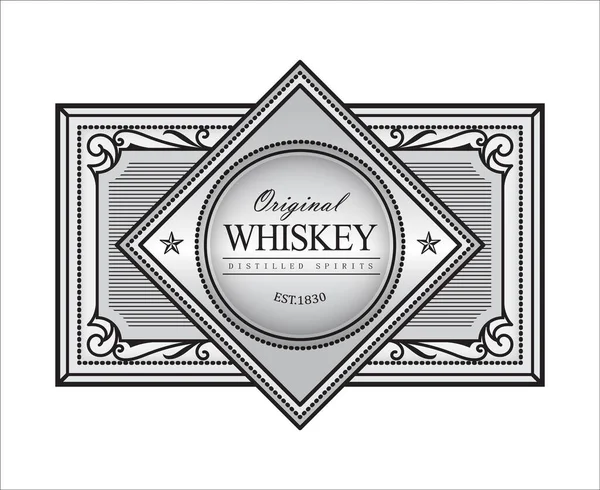 Etiqueta Whisky Borde Vintage Marco Antiguo Grabado Ilustración Vectorial Retro — Vector de stock