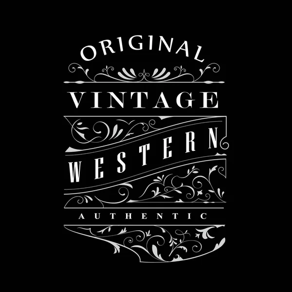 Western Vintage Telaio Design Etichetta Lavagna Tipografia Vettoriale — Vettoriale Stock