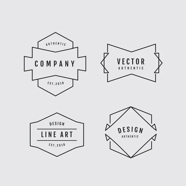Lineaire Dunne Lijn Badge Logo Geometrische Vorm Retro Design Elementen — Stockvector