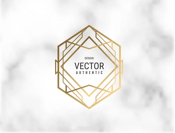 Art Deco Badge Logo Mable Background Geometric Shape Retro Design — Stock Vector