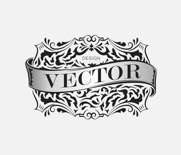 Handtekening Graveren Westerse Vintage Frame Ontwerp Label Vector — Stockvector