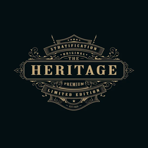 Vintage Label Whisky Badge Banner Graveren Retro Vector Illustratie — Stockvector