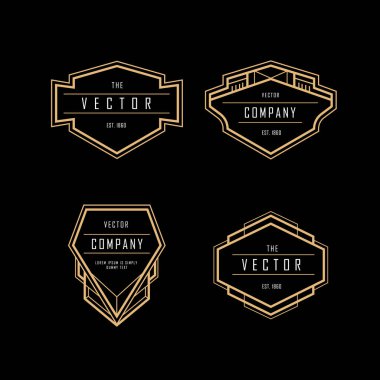 Klasik sanat deco çerçeve rozet geometrik logo tasarım vektör çizimi