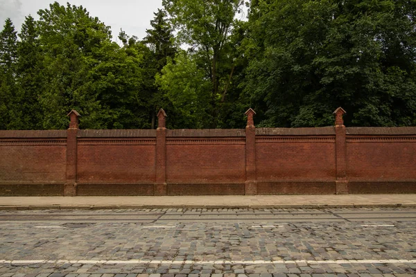 Европа Городской Простой Фон Старинной Кирпичной Стены Дорожного Покрытия Парк — стоковое фото