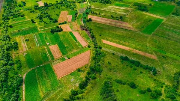 Paisagem Aérea Ponto Vista Superior País Lado Campo Agricultura Ucraniana — Fotografia de Stock