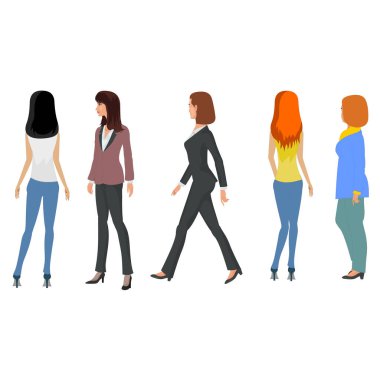 Arkadaki insanlar, düz çizimler.