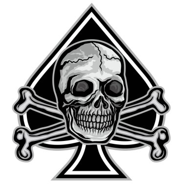 kafatası, grunge vintage tasarım t shirt ile maça ası