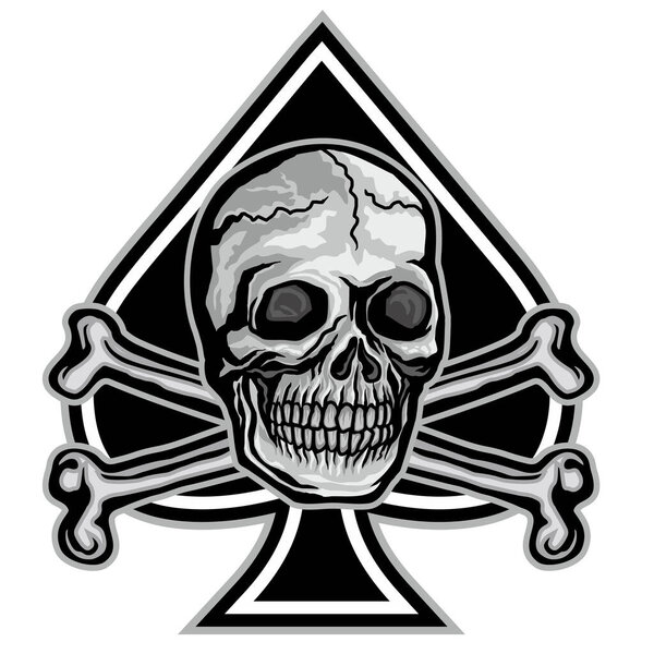 ace of spades with skull, grunge vintage design t shirts