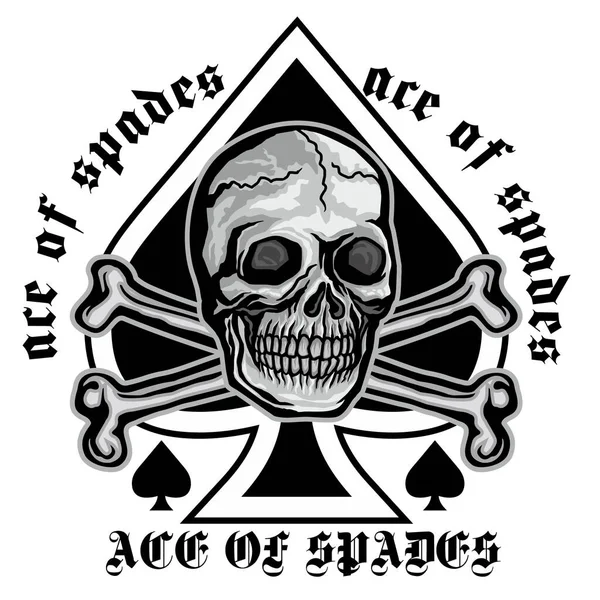 Ace Espadas Com Crânio Grunge Shirts Design Vintage —  Vetores de Stock