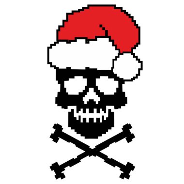 Noel Baba şapkalı piksel Xmas tabelası, grunge marka tişörtler.