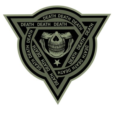 Kafatası ile askeri tabela, grunge vintage tasarım tişörtler