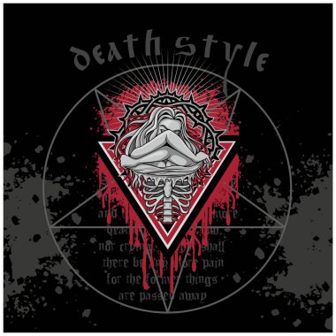 Gotik tabela, iskelet kız, grunge vintage tasarım tişörtler.