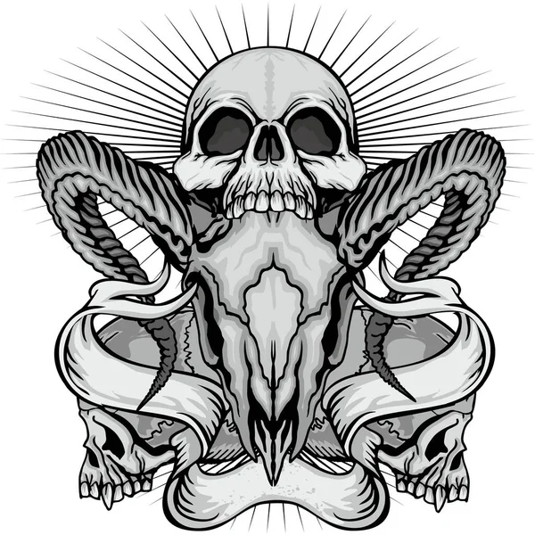 Gothic Schild Mit Totenkopf Grunge Vintage Design Shirts — Stockvektor