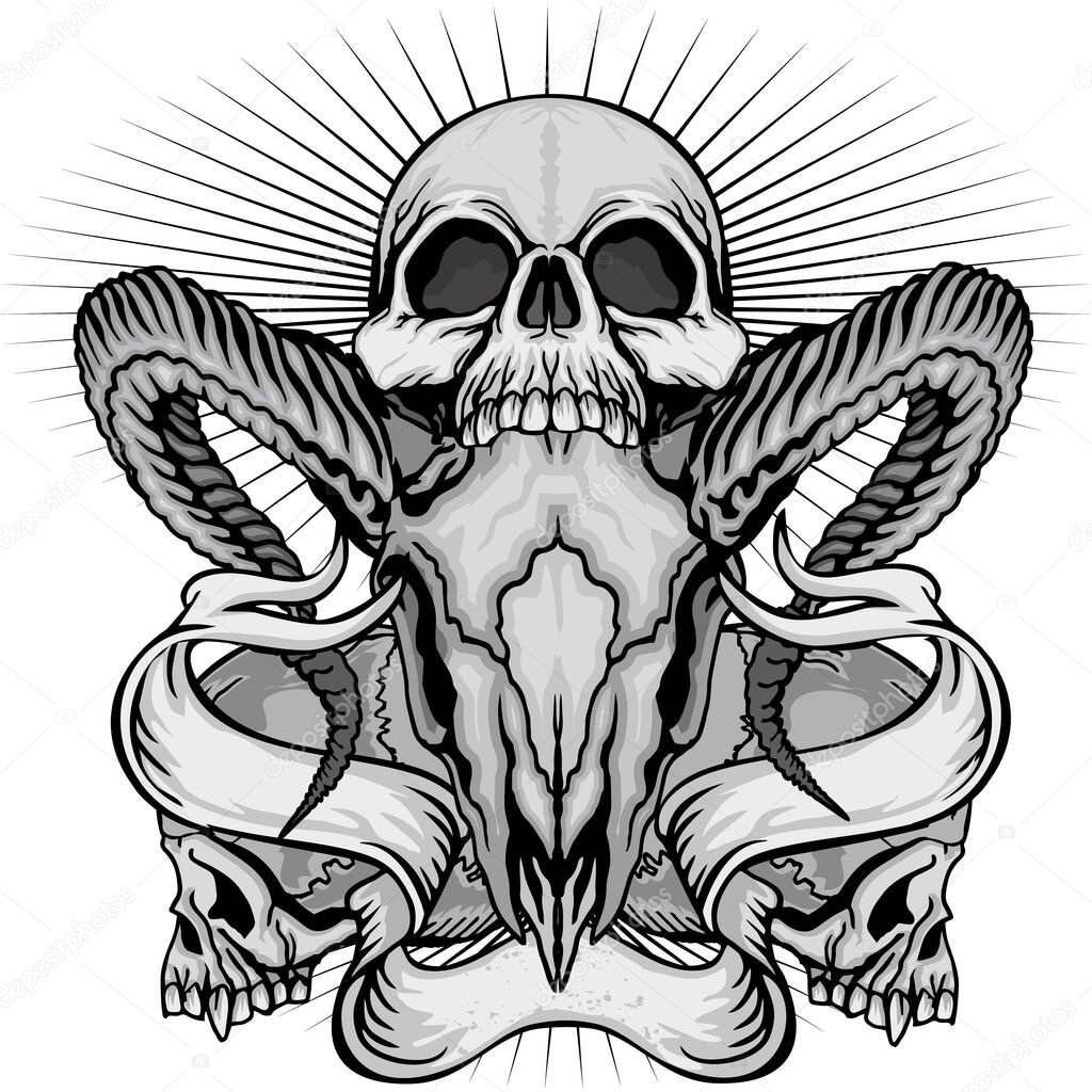 Gothic sign with skull, grunge vintage design t shirts