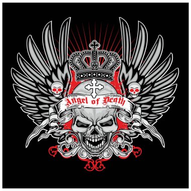 Kafatası ile gotik tabela, grunge vintage tasarım tişörtler