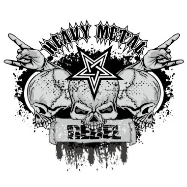 Kafatası ile gotik tabela, grunge vintage tasarım tişörtler