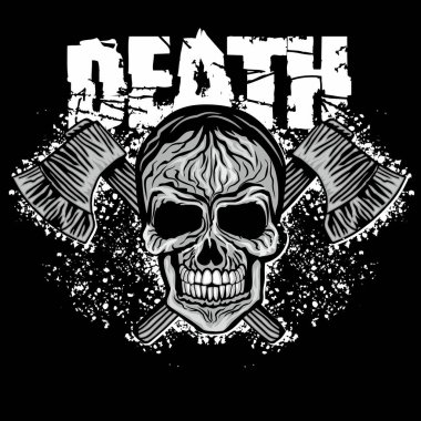 Kafatası ile gotik tabela, grunge vintage tasarım tişörtler