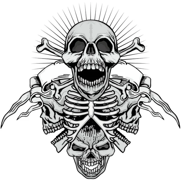 Gotický Znak Lebkou Grunge Vintage Design Trička — Stockový vektor