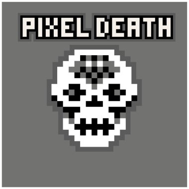 degital piksel kafatası, tişört tasarımı