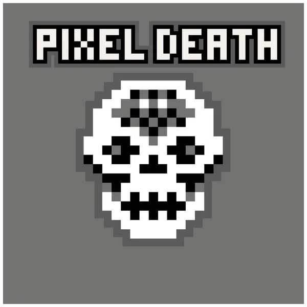 Degital Pixel Schedel Shirts Ontwerp — Stockvector