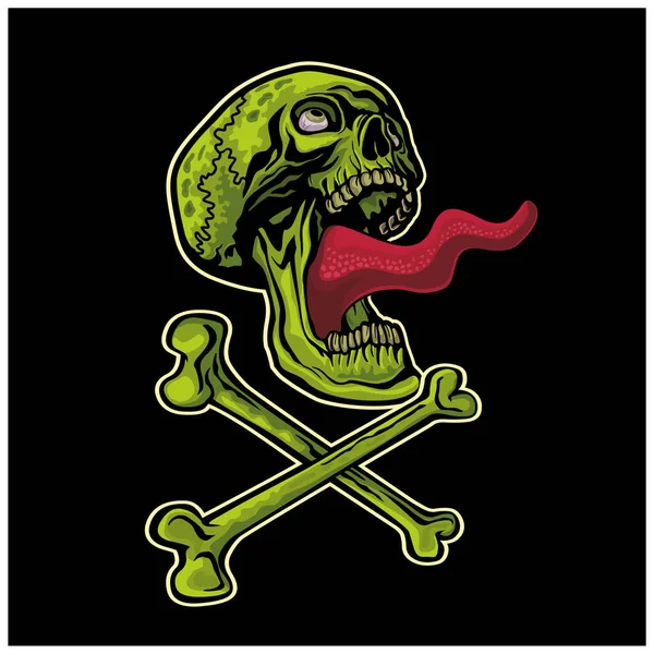 Loco Cráneo Grunge Vintage Diseño Camisetas — Vector de stock