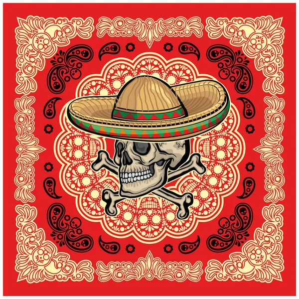 stock vector Holy Death, Day of the Dead, mexican skull and bones in sambrero, grunge vintage design t shirts