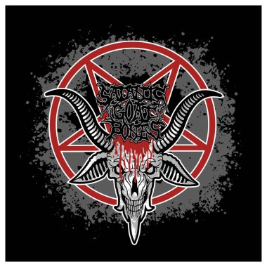 Gotik tabela, keçi kafatası, grunge vintage tasarım tişörtler.