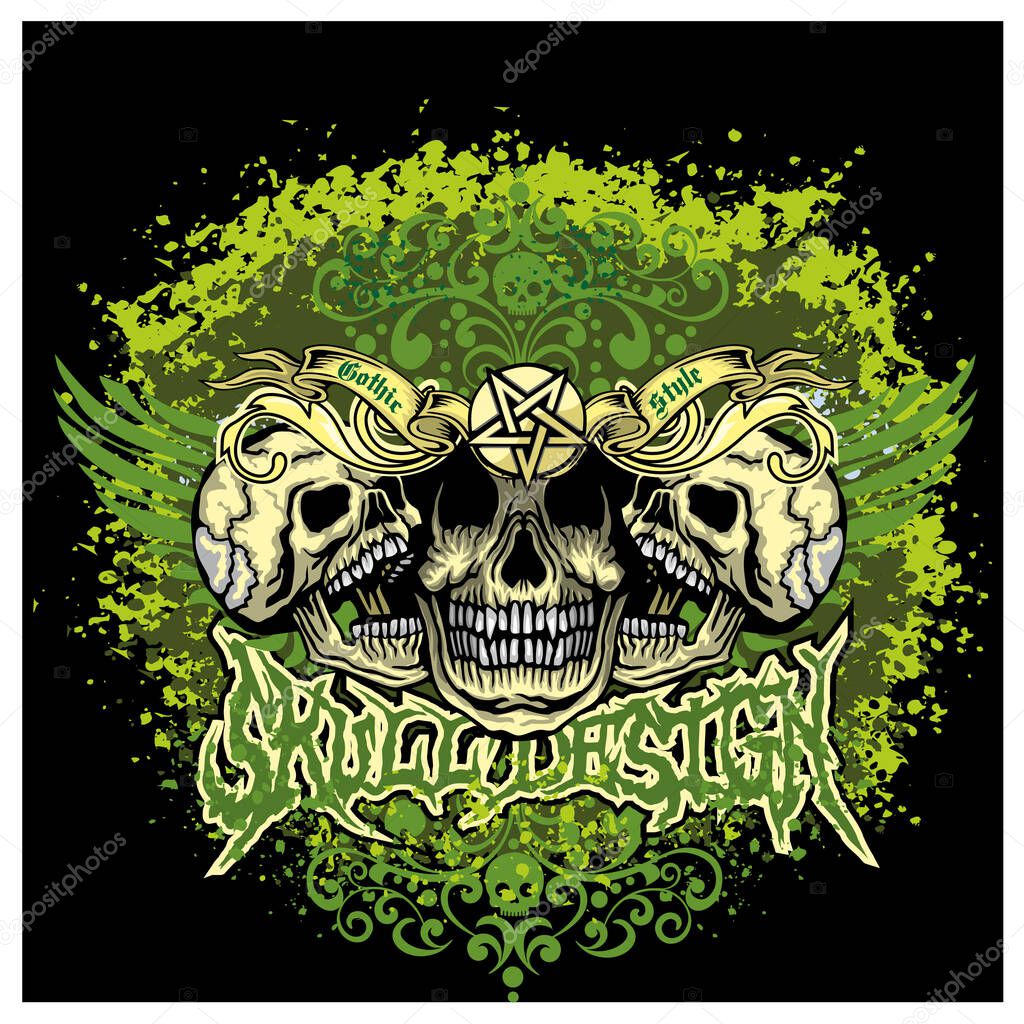Gothic sign with goat skull, grunge vintage design t shirts