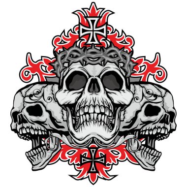 Kafatası ile gotik tabela, grunge vintage tasarım tişörtler