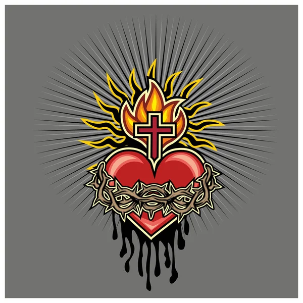 Katolický Symbol Nejposvátnější Srdce Ježíše Krista — Stockový vektor