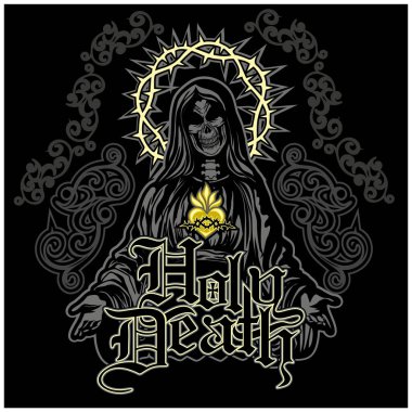 Kutsal Ölüm, iskelet, grunge vintage dizayn tişörtü